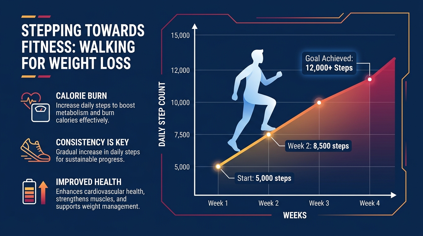 Step count data visualization for walking for weight loss